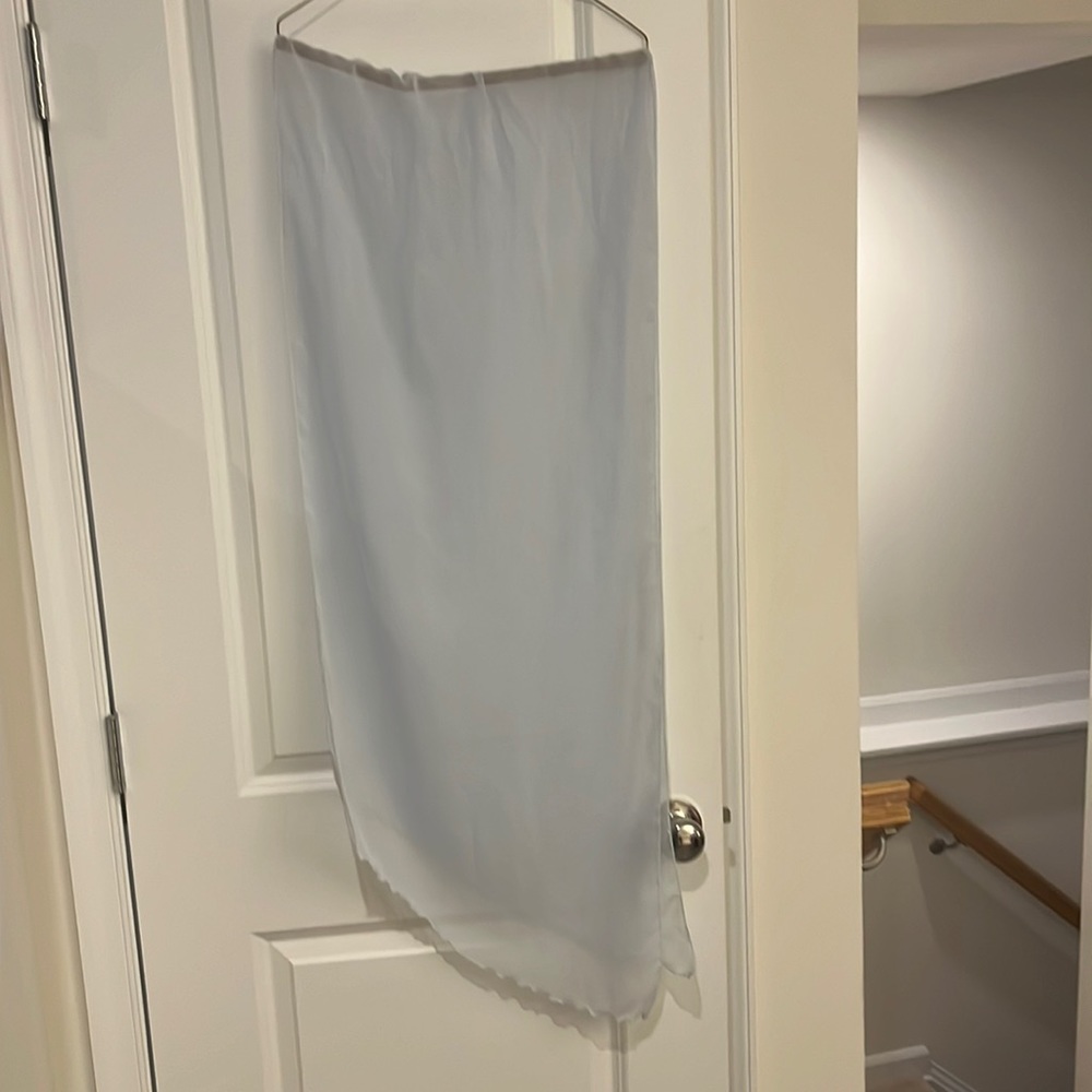 Sheer baby blue prom shawl lovingly worn
